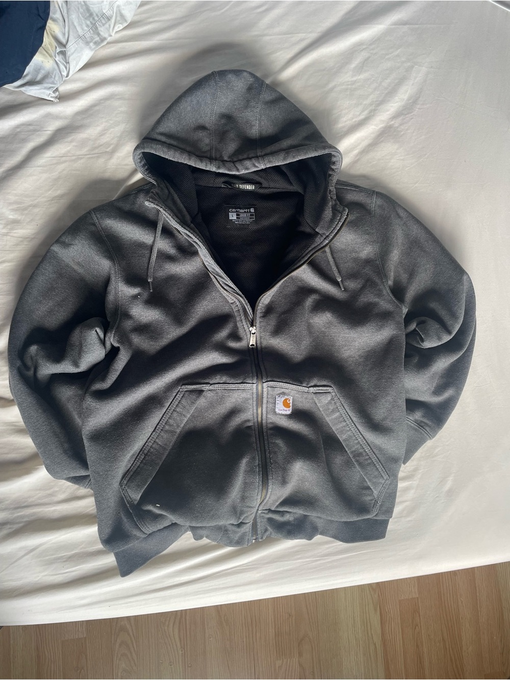 Carhartt Men's Charcoal Gray Zip-Up Hooded Sweatshirt